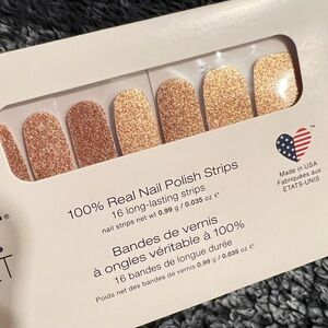 Color Street nail strips… Heavy on the neutral golds Never an LED light! Lasts!